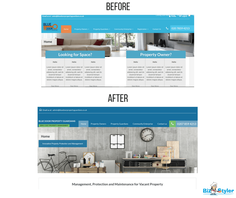 Bizstyler - Client - Blue Door Property Guardians - Website