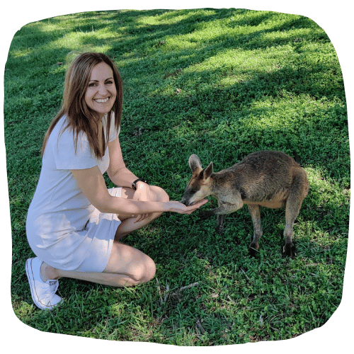 Teresa Hunter from Bizstyler in Australia with a kangaroo